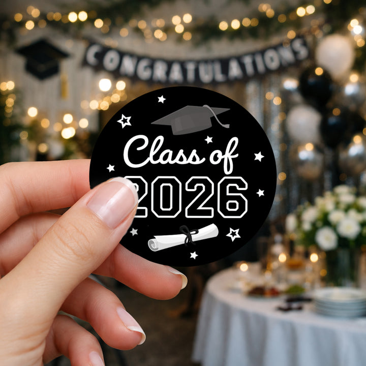 Class of 2026 Graduation Party Favor Stickers – 1.75” Round Labels (40 Count)