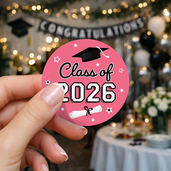 Class of 2026 Graduation Party Favor Stickers – 1.75” Round Labels (40 Count)