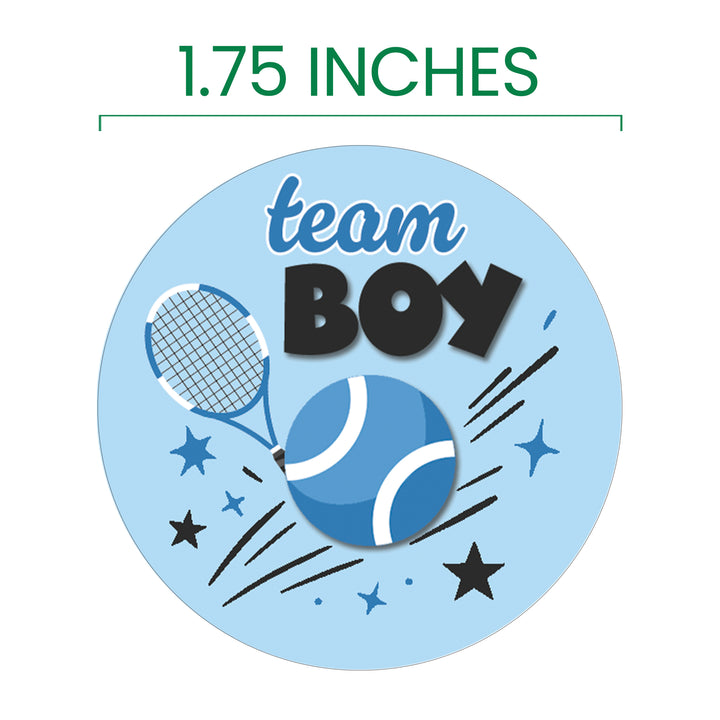 Tennis Gender Reveal Stickers – Team Boy or Team Girl – 40 Count
