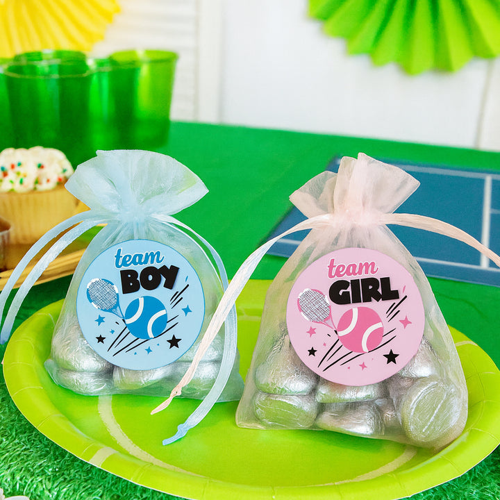 Tennis Gender Reveal Stickers – Team Boy or Team Girl – 40 Count