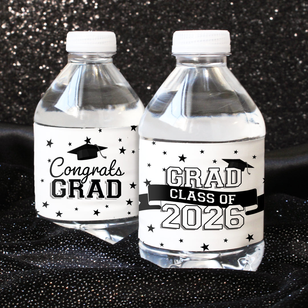 Graduation Water Bottle Labels 2026 – Waterproof Class of 2026 Party Drink Wrappers (20 Stickers)
