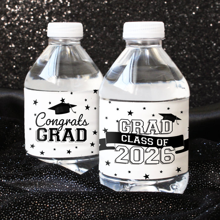 Graduation Water Bottle Labels 2026 – Waterproof Class of 2026 Party Drink Wrappers (20 Stickers)