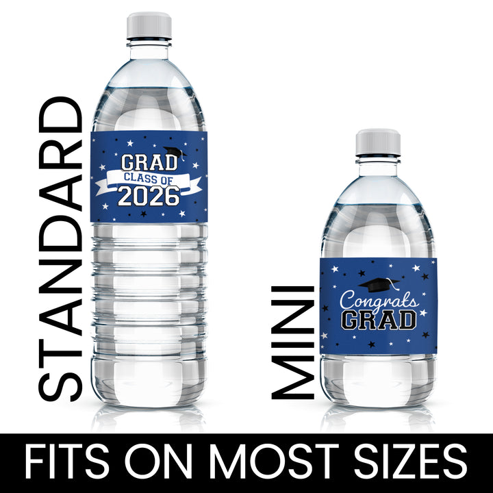 Graduation Water Bottle Labels 2026 – Waterproof Class of 2026 Party Drink Wrappers (20 Stickers)