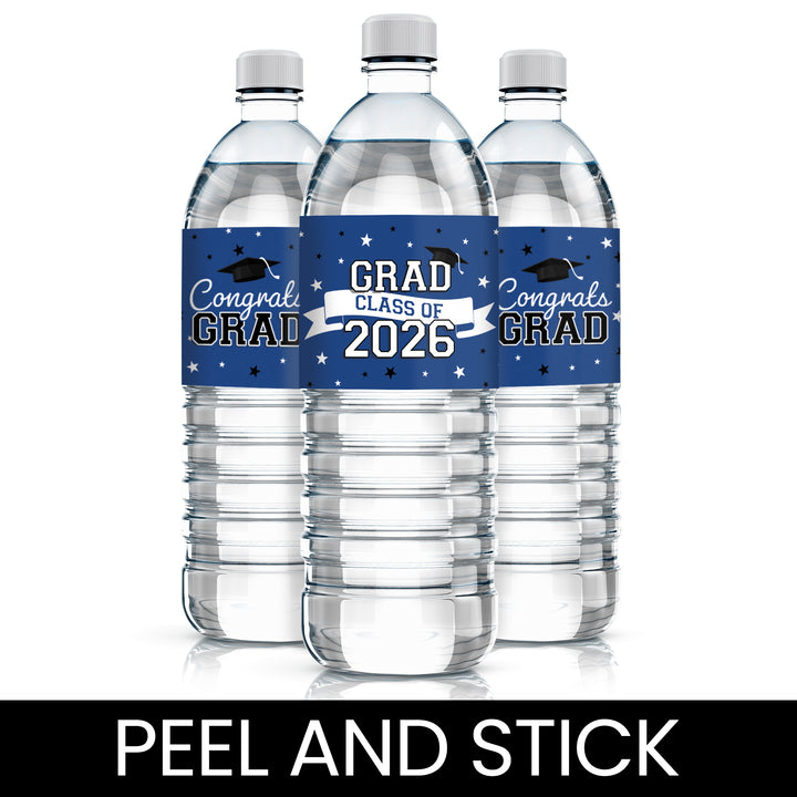 Graduation Water Bottle Labels 2026 – Waterproof Class of 2026 Party Drink Wrappers (20 Stickers)