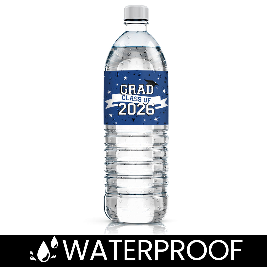 Graduation Water Bottle Labels 2026 – Waterproof Class of 2026 Party Drink Wrappers (20 Stickers)