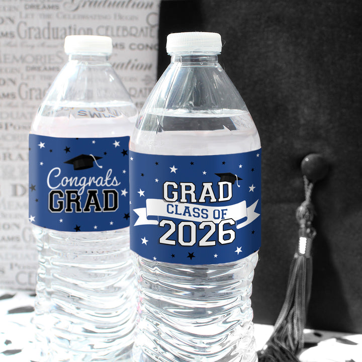 Graduation Water Bottle Labels 2026 – Waterproof Class of 2026 Party Drink Wrappers (20 Stickers)