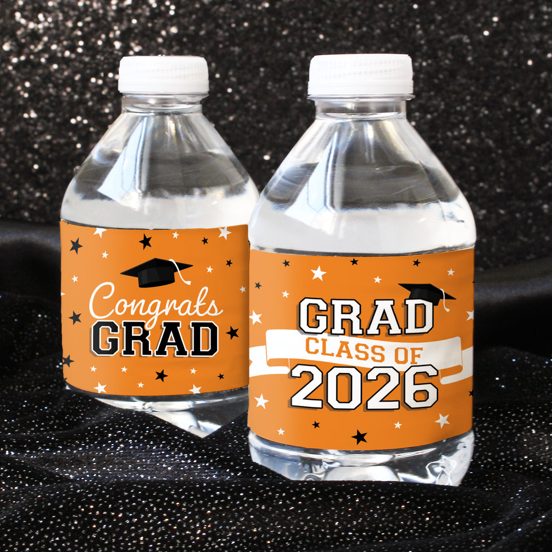 Graduation Water Bottle Labels 2026 – Waterproof Class of 2026 Party Drink Wrappers (20 Stickers)