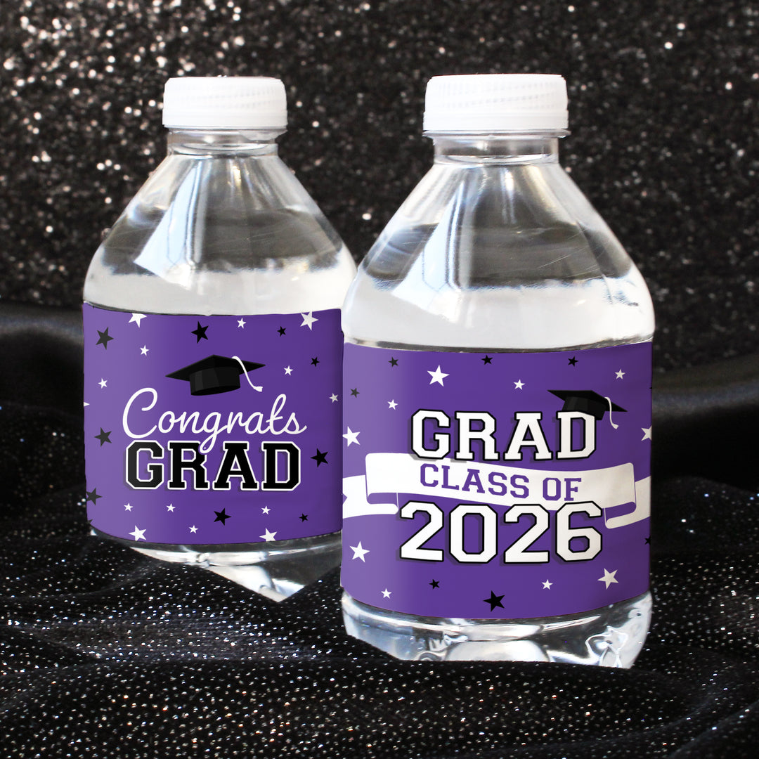 Graduation Water Bottle Labels 2026 – Waterproof Class of 2026 Party Drink Wrappers (20 Stickers)