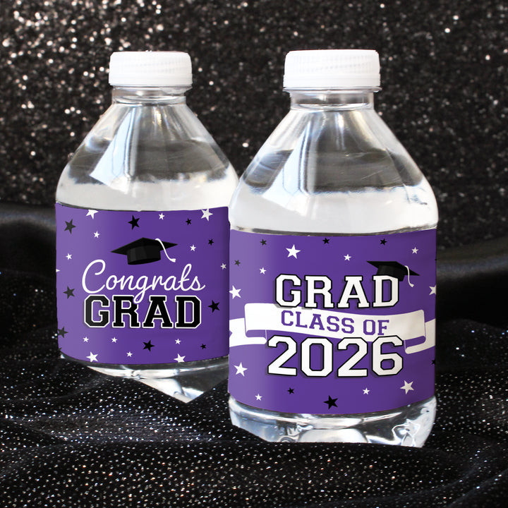 Graduation Water Bottle Labels 2026 – Waterproof Class of 2026 Party Drink Wrappers (20 Stickers)