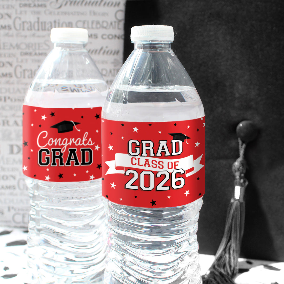 Graduation Water Bottle Labels 2026 – Waterproof Class of 2026 Party Drink Wrappers (20 Stickers)