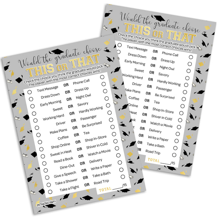Graduation Party Game: This or That Grad Edition - 25 Count