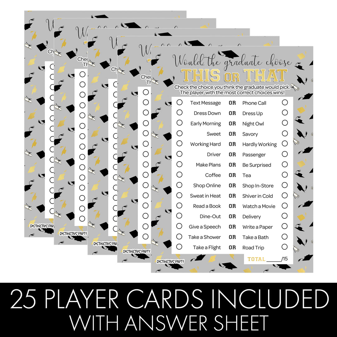 Graduation Party Game: This or That Grad Edition - 25 Count