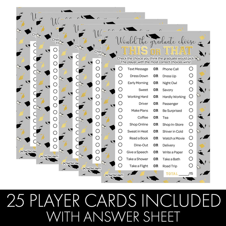 Graduation Party Game: This or That Grad Edition - 25 Count