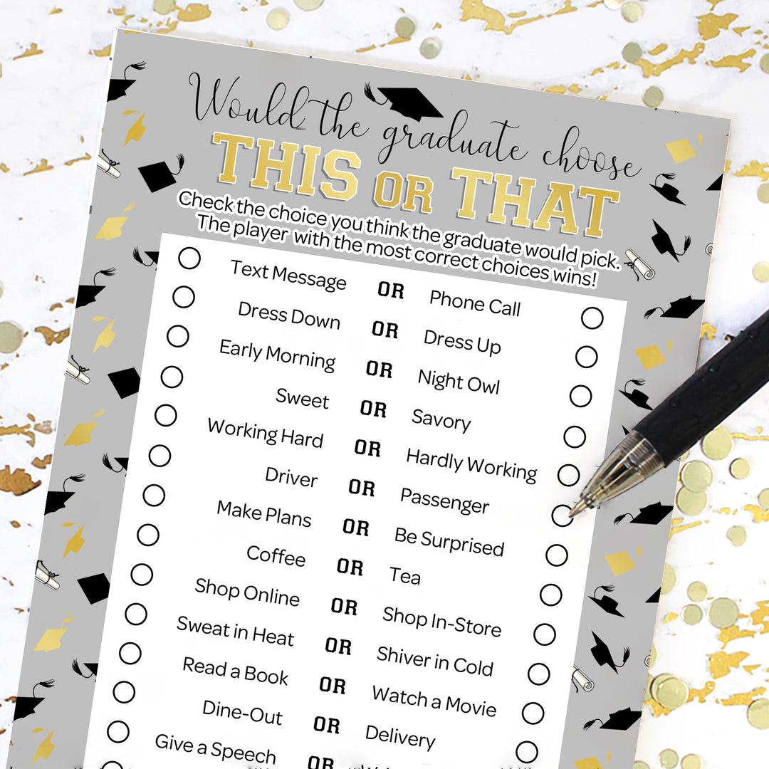Graduation Party Game: This or That Grad Edition - 25 Count