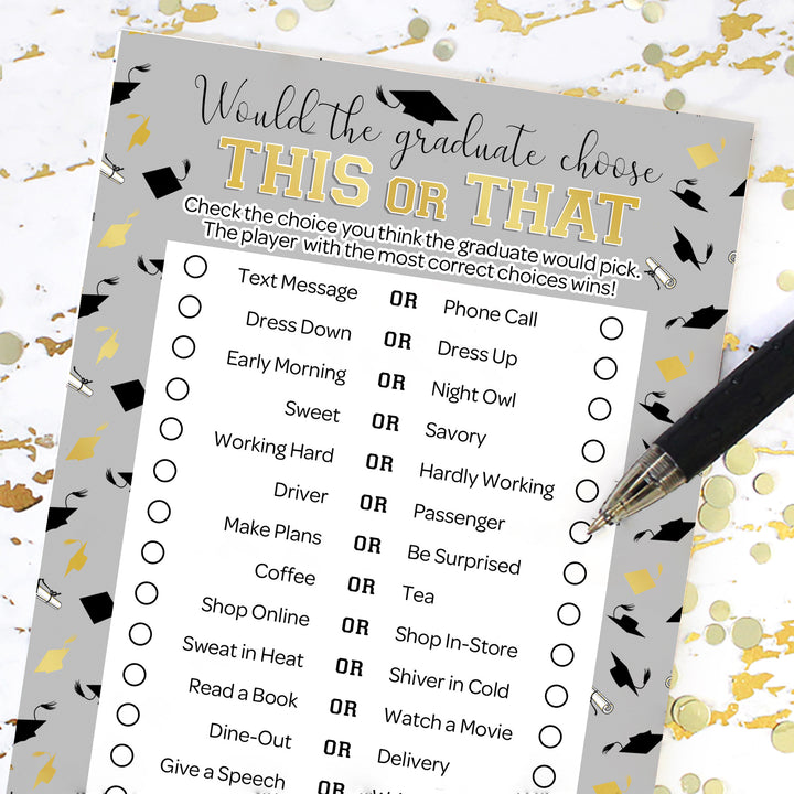 Graduation Party Game: This or That Grad Edition - 25 Count