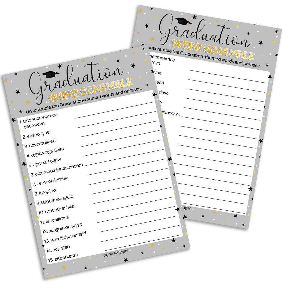 Graduation Party Game: Word Scramble - 25 Count