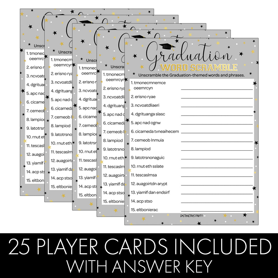 Graduation Party Game: Word Scramble - 25 Count