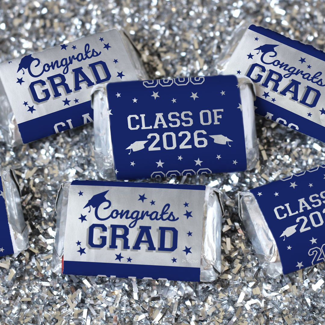 Class of 2026 Graduation Candy Wrapper Stickers  – Fits Miniatures Chocolate Bars (42 Count)