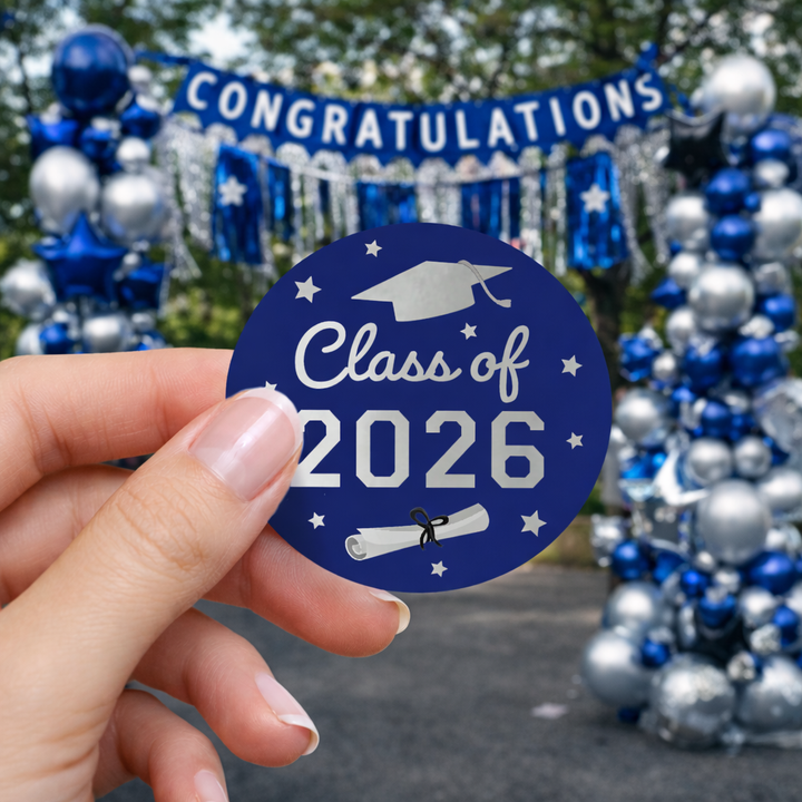 Class of 2026 Graduation Party Favor Stickers – 1.75” Round Labels (40 Count)