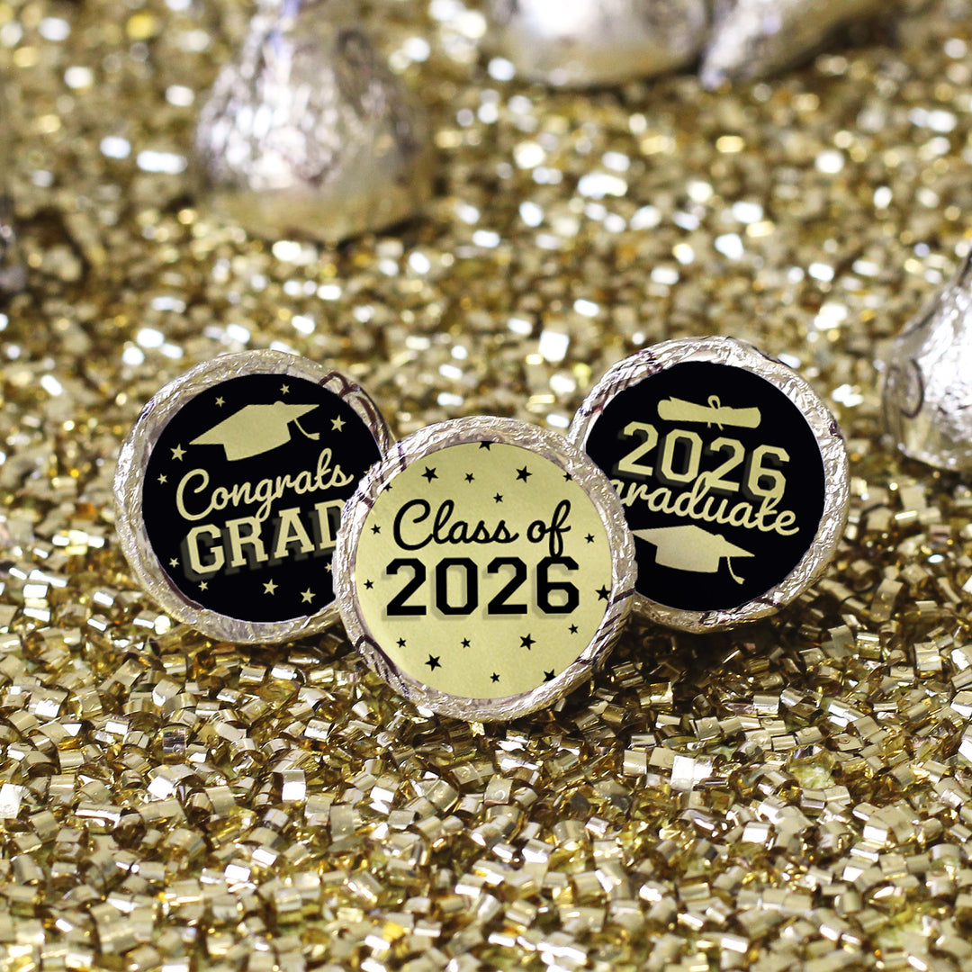 Class of 2026 Graduation Candy Favor Stickers - Fits on Hershey® Kisses - 216 Count