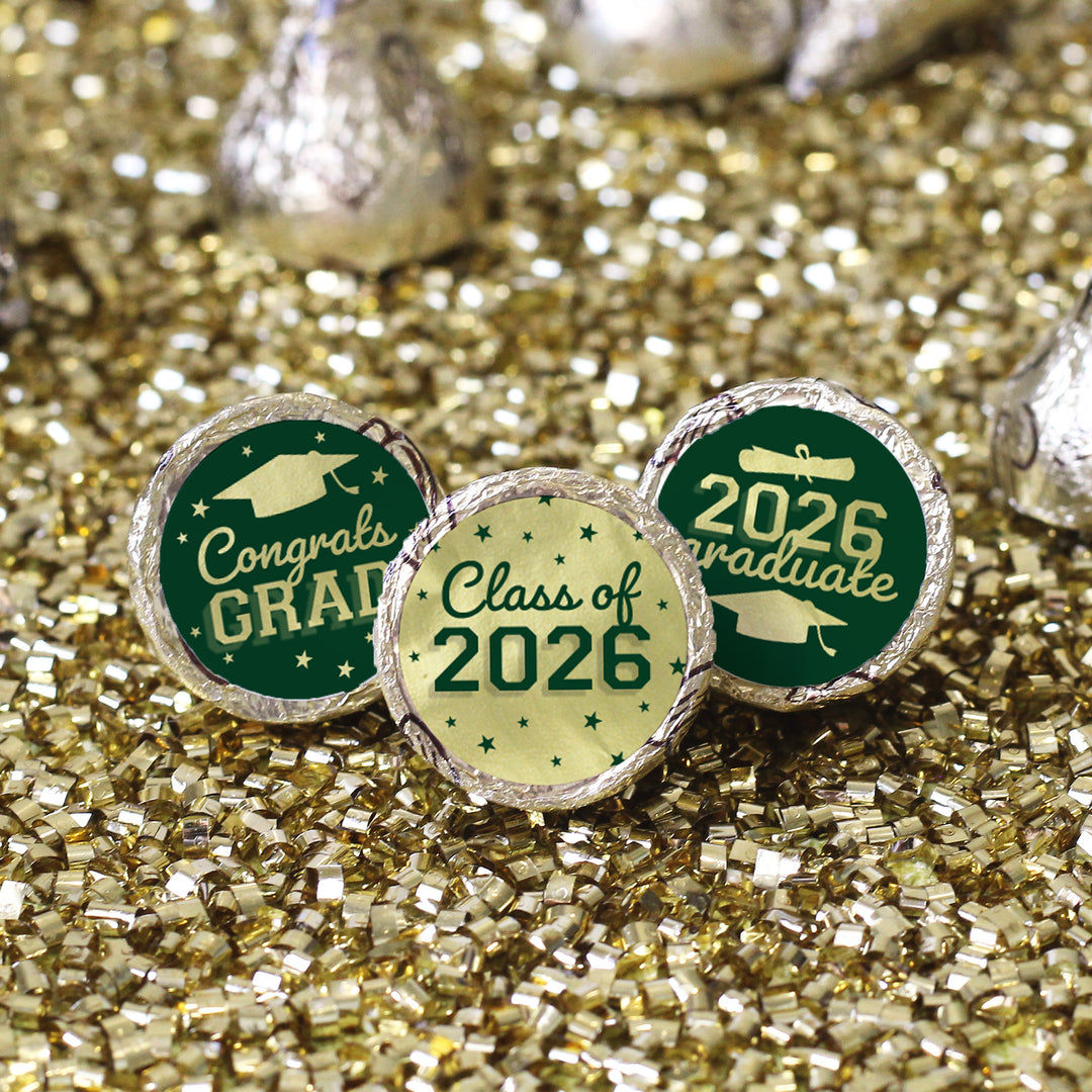 Class of 2026 Graduation Candy Favor Stickers - Fits on Hershey® Kisses - 216 Count