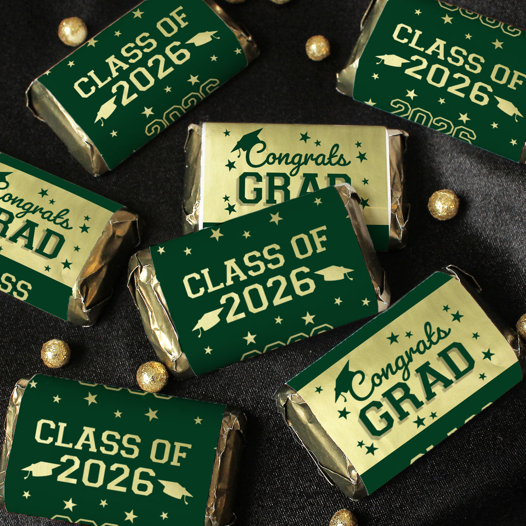 Class of 2026 Graduation Candy Wrapper Stickers  – Fits Miniatures Chocolate Bars (42 Count)