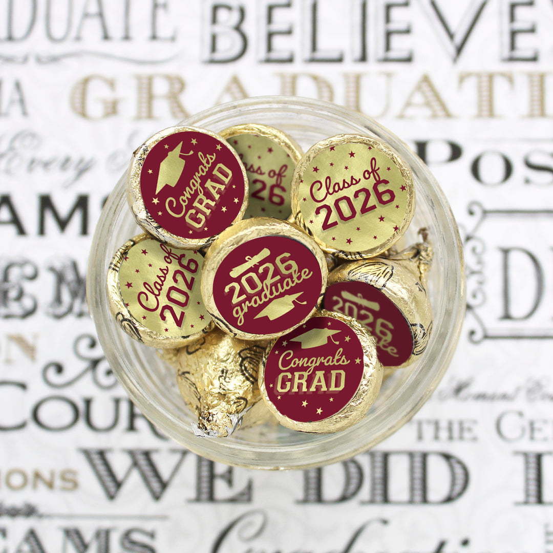 Class of 2026 Graduation Candy Favor Stickers - Fits on Hershey® Kisses - 216 Count