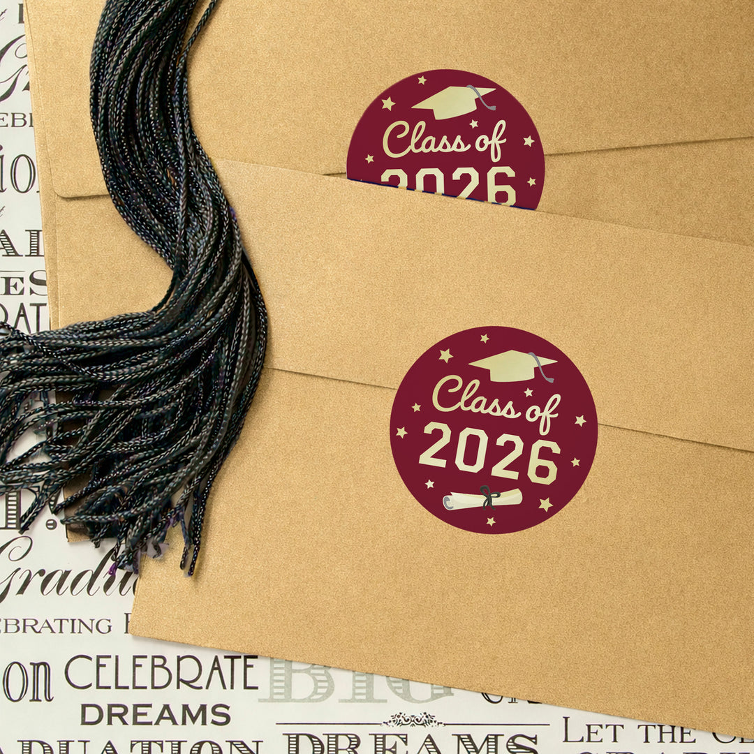 Class of 2026 Graduation Party Favor Stickers – 1.75” Round Labels (40 Count)