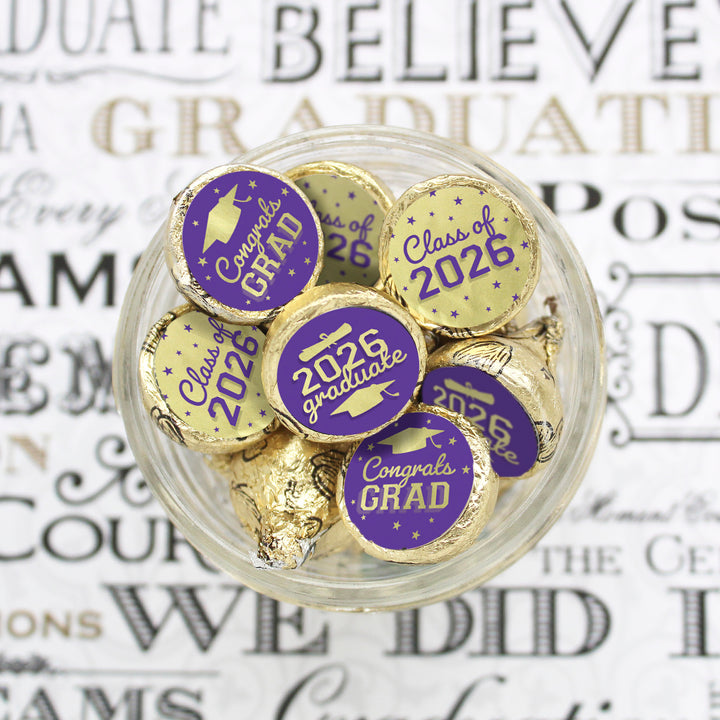 Class of 2026 Graduation Candy Favor Stickers - Fits on Hershey® Kisses - 216 Count