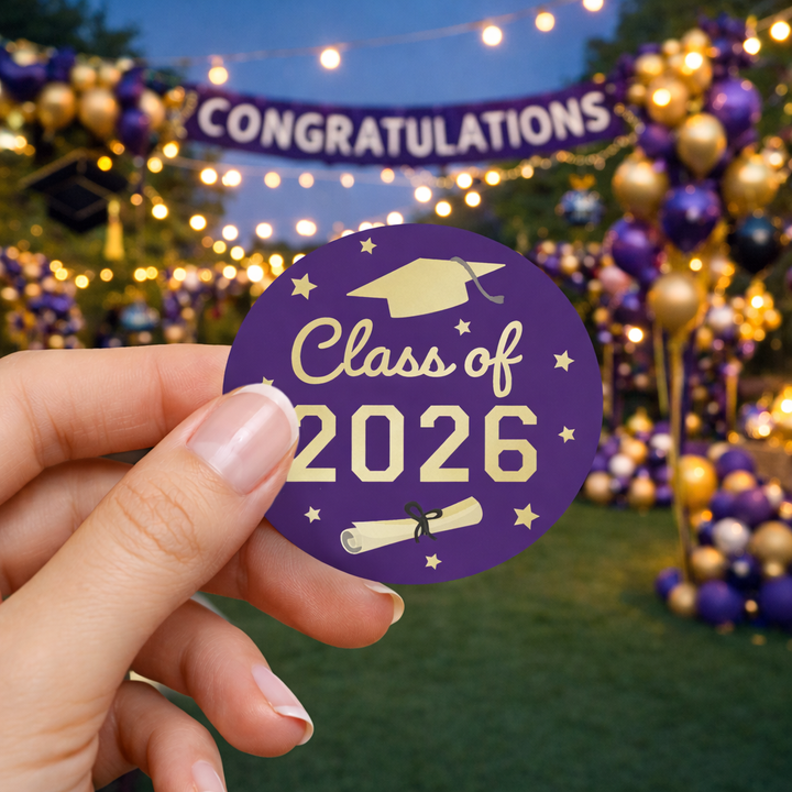 Class of 2026 Graduation Party Favor Stickers – 1.75” Round Labels (40 Count)