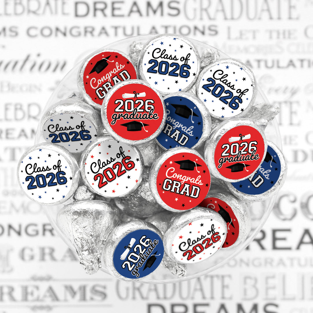 Class of 2026 Graduation Candy Favor Stickers - Fits on Hershey® Kisses - 216 Count