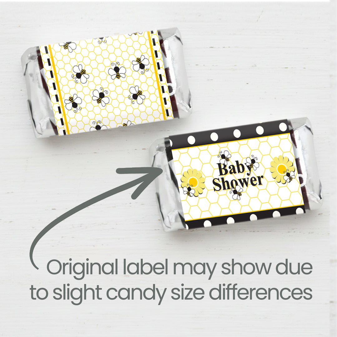 Bumble Bee: Baby Shower - Hershey's Miniatures Candy Bar Wrappers Stickers - 42 Stickers