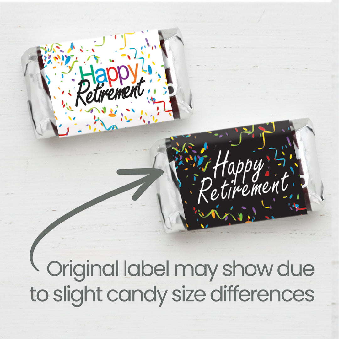 Fiesta de Jubilación: Confeti de Colores - Mini Envoltorios para Barra de Dulces - 45 Pegatinas