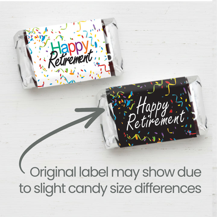 Fiesta de Jubilación: Confeti de Colores - Mini Envoltorios para Barra de Dulces - 45 Pegatinas