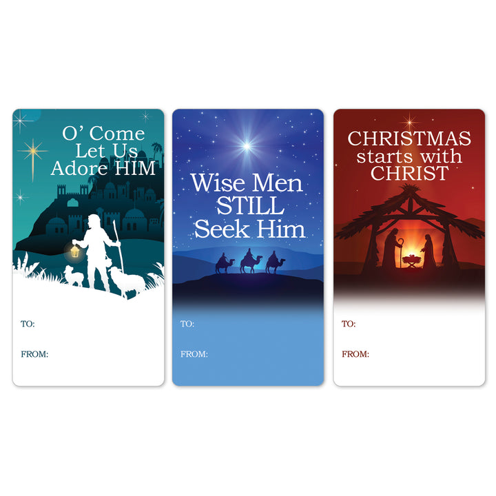 Christmas Gift Tag Stickers: Religious Christian Faith  - 42 Stickers