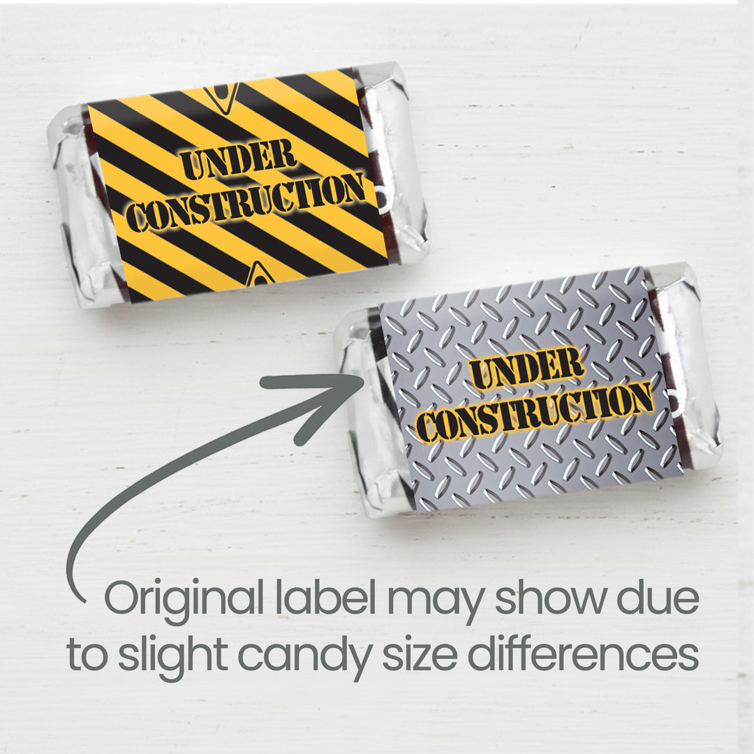 En construcción: cumpleaños infantil - Pegatinas para envoltorios de barra de caramelos en miniatura de Hershey's - 45 pegatinas