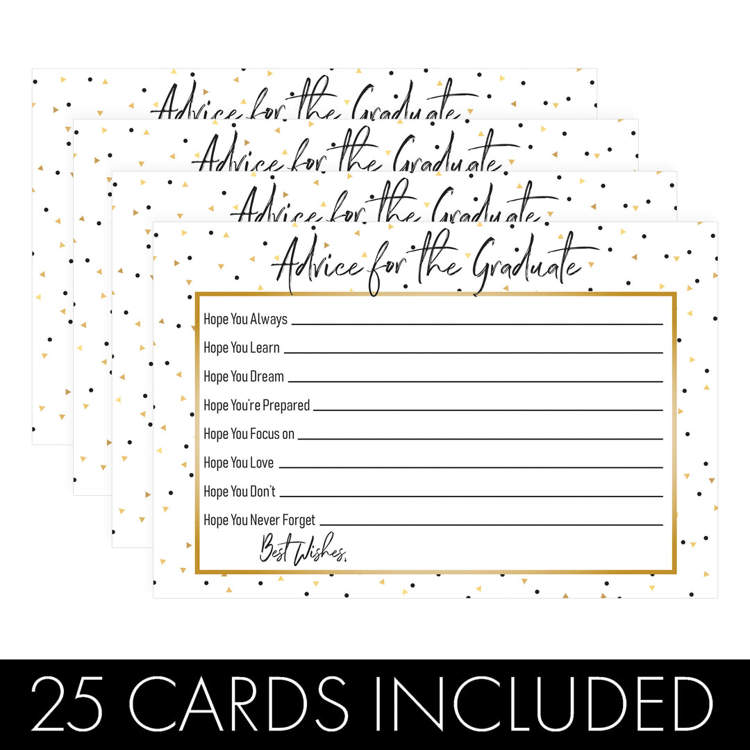 Black and Gold Graduation Advice Cards - 25 Count