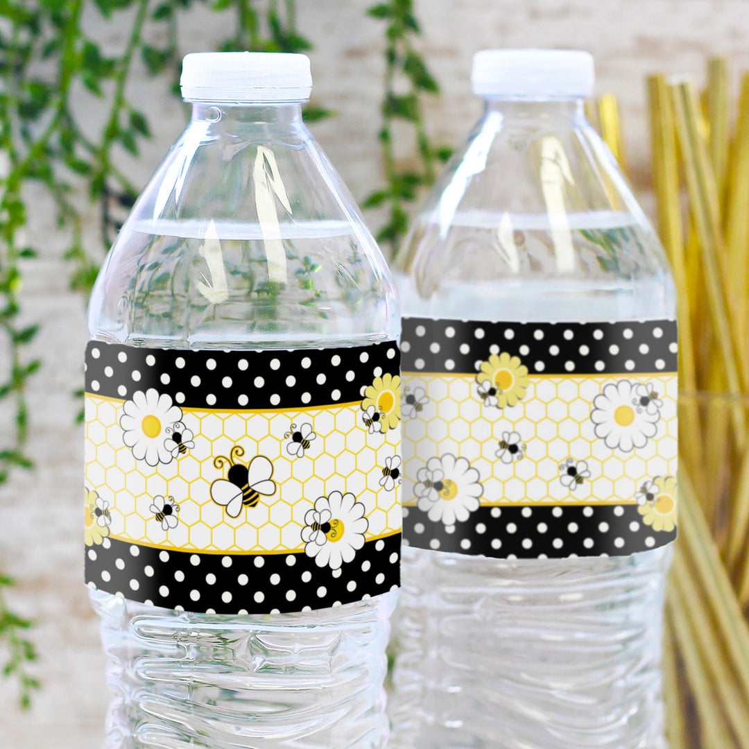Bumble Bee: Baby Shower - Water Bottle Labels - 24 Stickers
