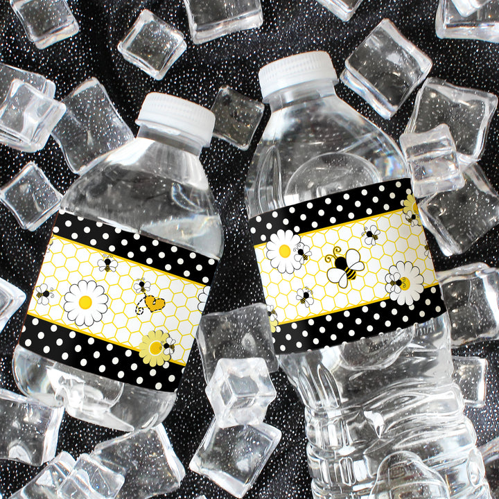 Bumble Bee: Baby Shower - Etiquetas para botellas de agua - 24 pegatinas