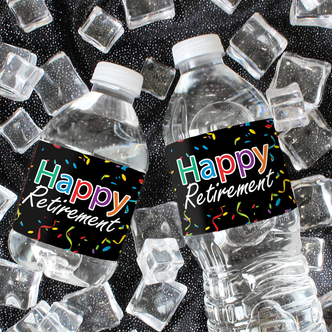 Retirement Party: Colorful Confetti -  Water Bottle Labels - 24 Stickers