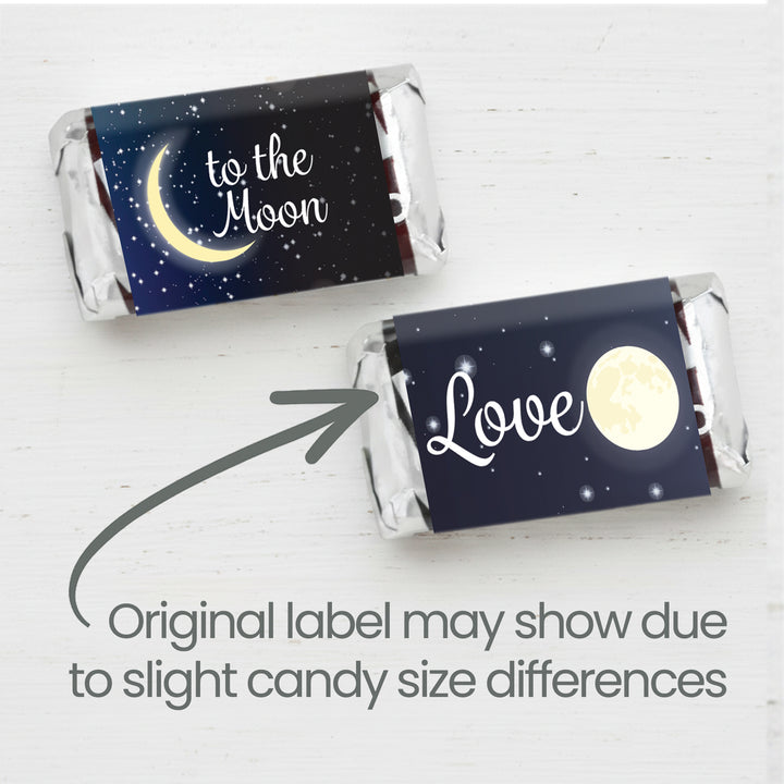 I Love You to the Moon and Back: Baby Shower, Bridal Shower, Wedding -  Mini Candy Bar Wrappers - 42 Stickers