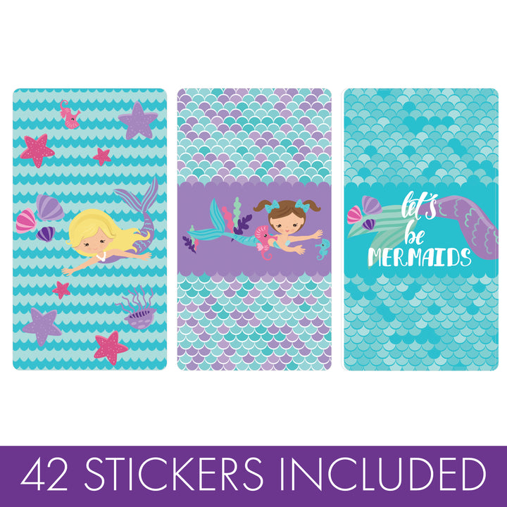 Sirena: Let's Be Mermaids - Cumpleaños infantil - Pegatinas Hershey's Miniatures Candy Bar Wrappers - 45 pegatinas