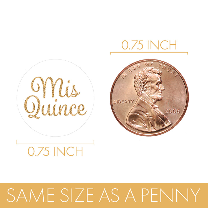 Quinceañera: White & Gold - Sparkling Mis Quince 15th Birthday - Party Favor Stickers - Fits on Hershey®Kisses - 180 Stickers - Distinctivs Party