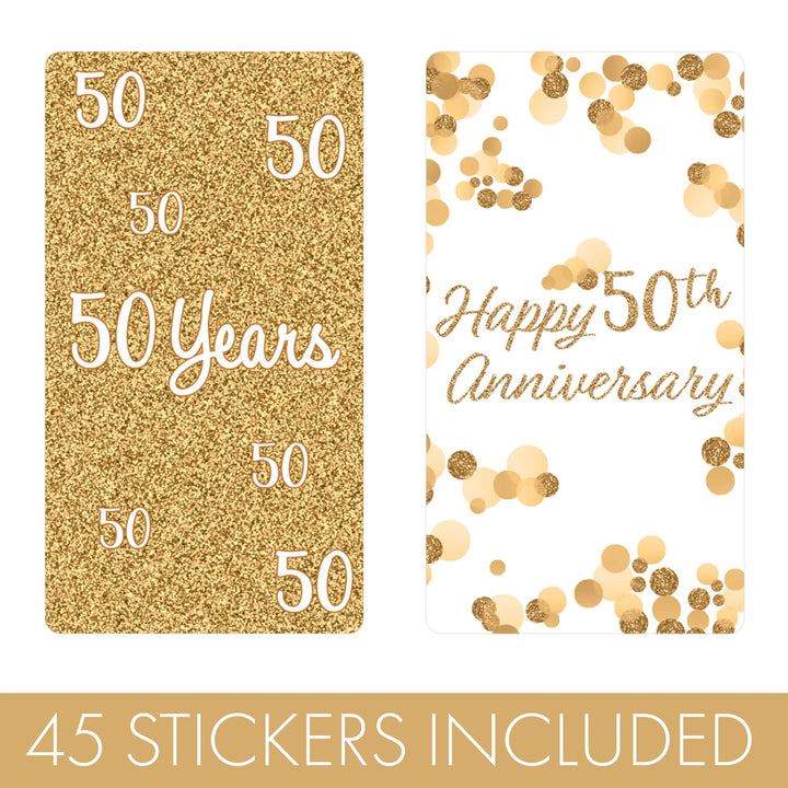 Gold 50th Anniversary: Mini Candy Bar Stickers - 45 Stickers