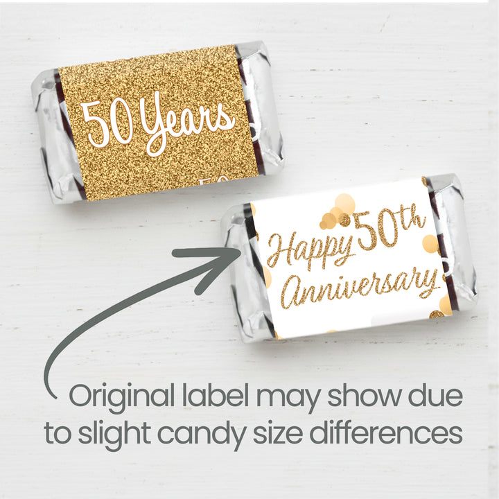 50.º aniversario de oro: Mini pegatinas para barra de chocolate - 45 pegatinas