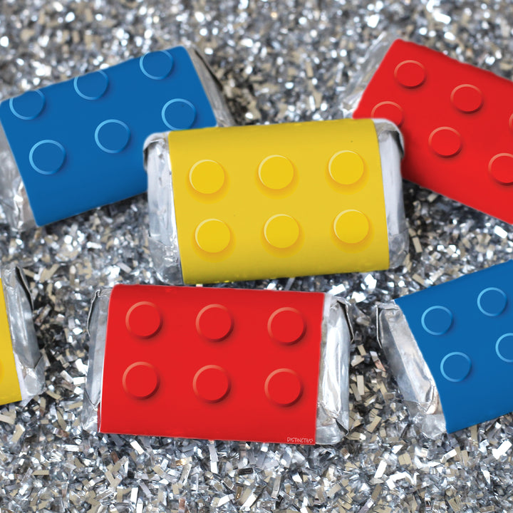 Bloques de construcción: cumpleaños infantil - Pegatinas para envoltorios de barra de caramelos en miniatura de Hershey's - 45 pegatinas