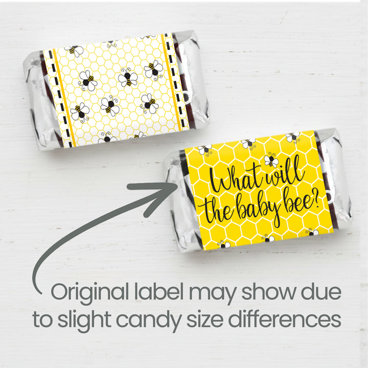 Bumble Bee: Gender Reveal Party - Mini Candy Bar Stickers - What Will Baby Bee - 42 Stickers