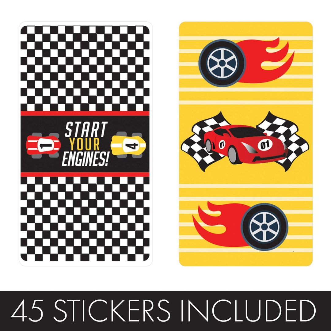 Race Car - Kid's Birthday - Hershey's Miniatures Candy Bar Wrappers Stickers - 45 Stickers