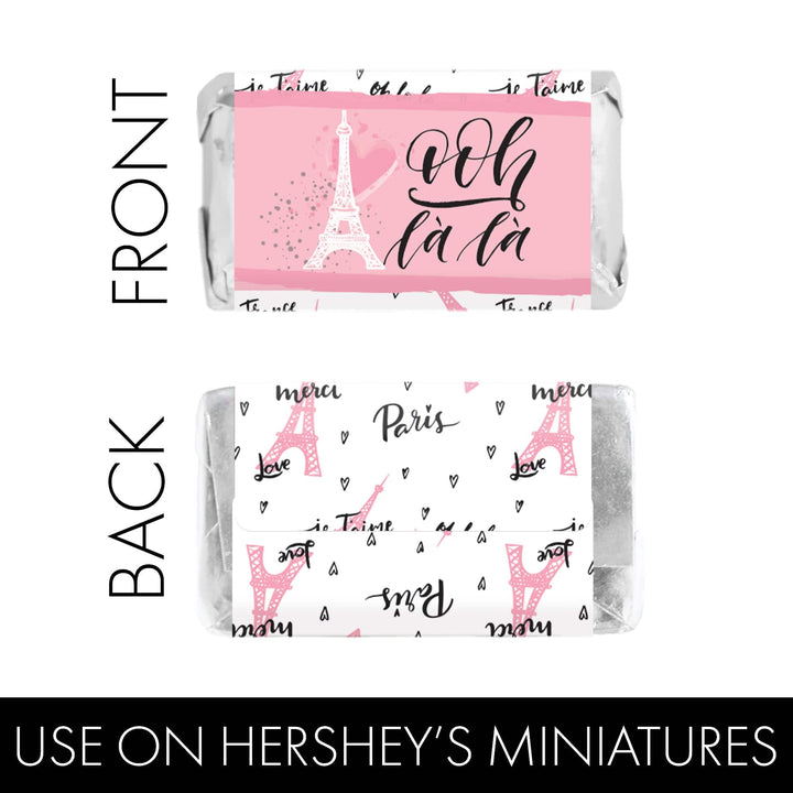 Paris in Pink: Kid's Birthday - Hershey's Miniatures Candy Bar Stickers - 45 Stickers