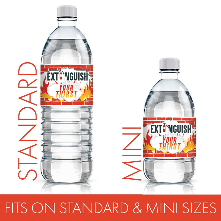 Firefighter - Kid's Birthday - Water Bottle Labels - 24 Waterproof Stickers